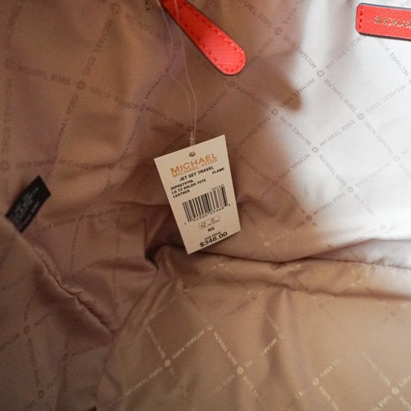 MICHAEL KORS JET SET TRAVEL LARGE TOP ZIP SHOULDER TOTE BAG RED - Picture 7 of 11